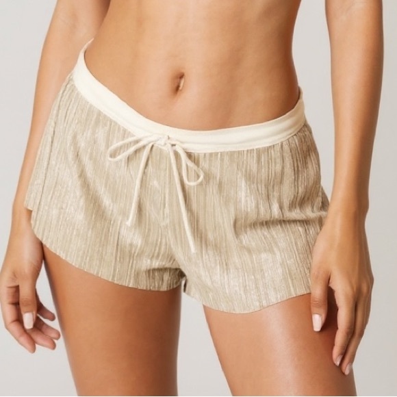 NWOT•L•VICTORIAS SECRET•GOLDEN SILKY SHORTS - Picture 2 of 14